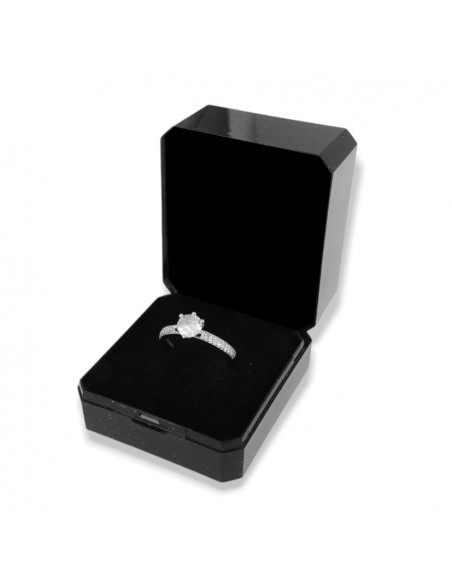Anello Argento Rodiato Solitario Zircone [680bb5b0]