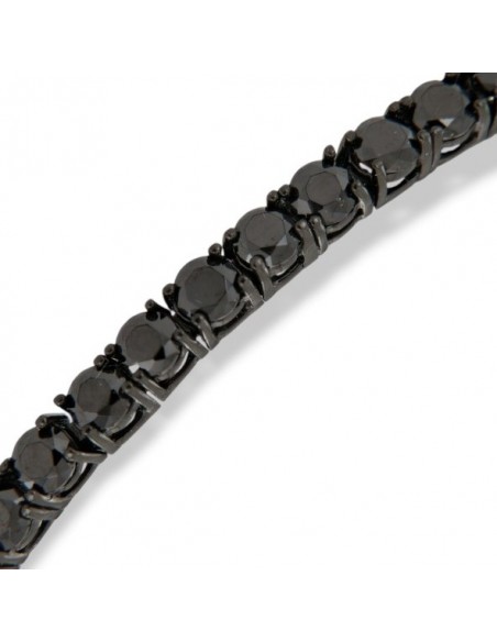 Bracciale Argento Brunito Tennis Zirconi Neri 3MM 18CM [35bed21a]