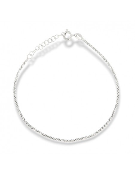 Bracciale Argento Rodiato Maglia Popcorn Prima Misura [ccb800c3]