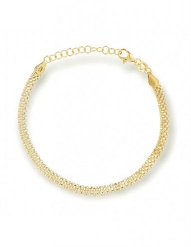 Bracciale Argento Dorato Maglia Popcorn Piatta [b12387f2]