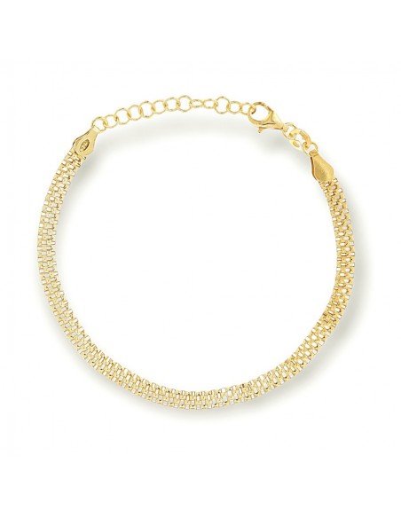 Bracciale Argento Dorato Maglia Popcorn Piatta [b12387f2]
