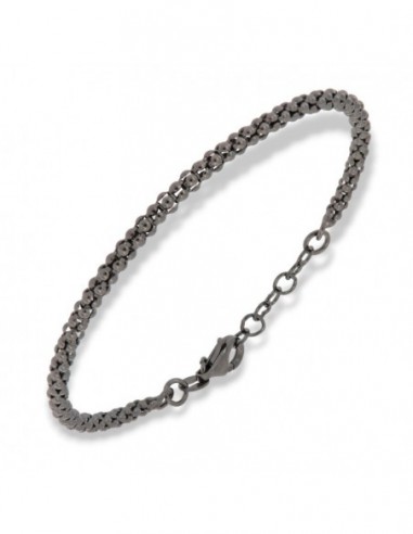 Bracciale Argento Rodiato Nero Maglia Popcorn [4ee418b4]