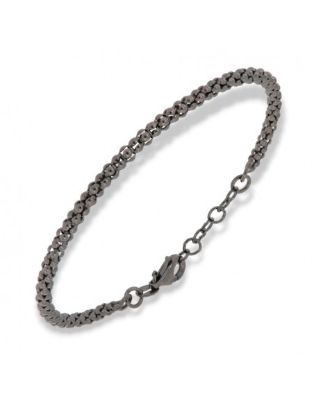 Bracciale Argento Rodiato Nero Maglia Popcorn [4ee418b4]