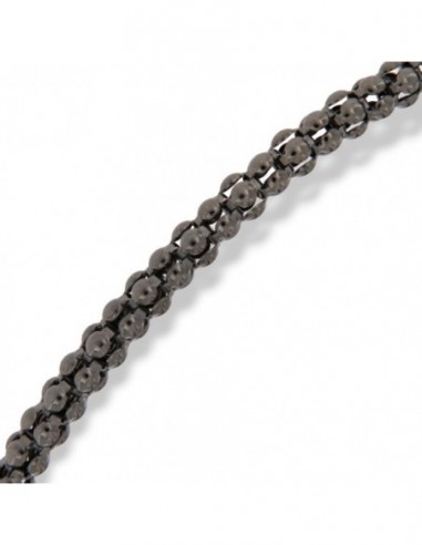 Bracciale Argento Rodiato Nero Maglia Popcorn [7078a4b3]