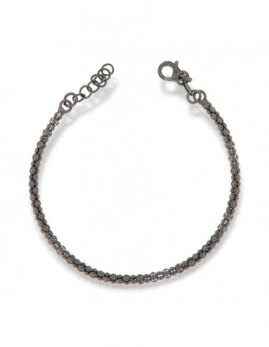 Bracciale Argento Rodiato Nero Maglia Popcorn [7528e3ad]