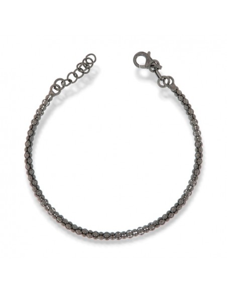 Bracciale Argento Rodiato Nero Maglia Popcorn [7528e3ad]