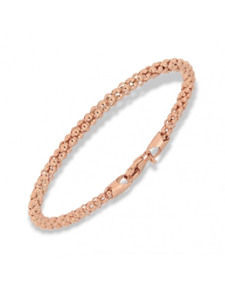 Bracciale Argento Rosato Maglia Popcorn 3,5MM [f110134a]