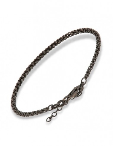 Bracciale Argento Rodiato Nero Maglia Popcorn 2,4Gr [05dde404]