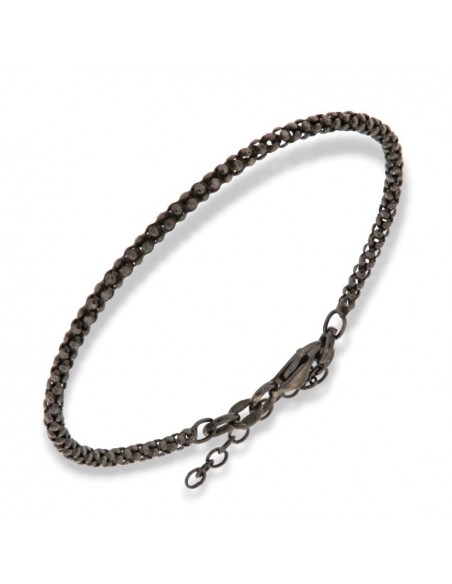 Bracciale Argento Rodiato Nero Maglia Popcorn 2,4Gr [05dde404]