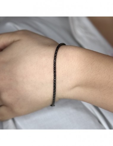 Bracciale Argento Rodiato Nero Maglia Popcorn 2,4Gr [0776e480]