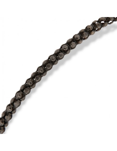 Bracciale Argento Rodiato Nero Maglia Popcorn 2,4Gr [b06b2584]
