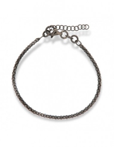 Bracciale Argento Rodiato Nero Maglia Popcorn 2,4Gr [b53b629a]
