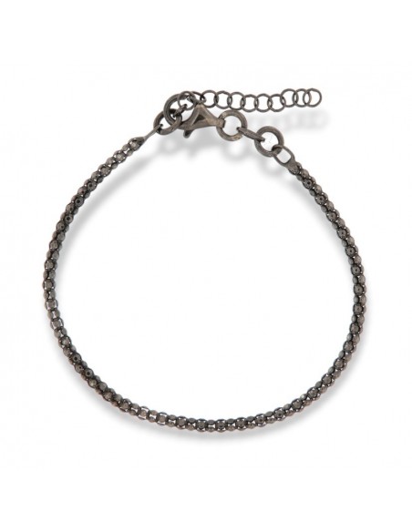 Bracciale Argento Rodiato Nero Maglia Popcorn 2,4Gr [b53b629a]