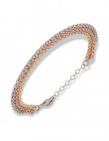 BRACCIALE ARGENTO 3 COLORI MAGLIA POPCORN 2° MISURA [741e2e1f]