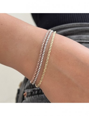 BRACCIALE ARGENTO 3 COLORI MAGLIA POPCORN 2° MISURA [dab767d9]