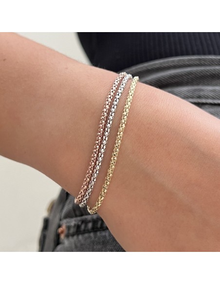 BRACCIALE ARGENTO 3 COLORI MAGLIA POPCORN 2° MISURA [dab767d9]