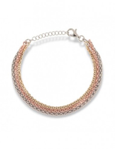 BRACCIALE ARGENTO 3 COLORI MAGLIA POPCORN 2° MISURA [68fae1c3]