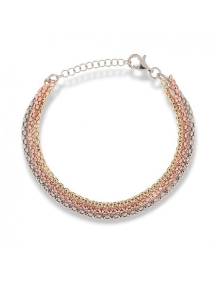BRACCIALE ARGENTO 3 COLORI MAGLIA POPCORN 2° MISURA [68fae1c3]