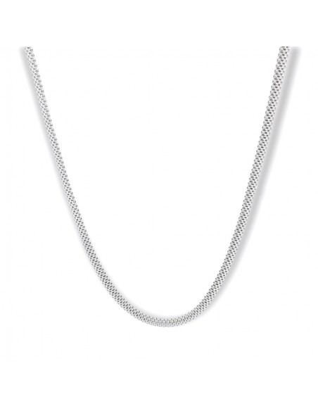 Collana Argento Rodiato Maglia Popcorn Schiacciata [e88e5d35]