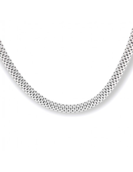 Collana Argento Rodiato Maglia Popcorn Schiacciata [287ad4aa]