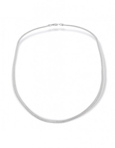 Collana Argento Rodiato Maglia Popcorn Schiacciata [2d2a93b4]