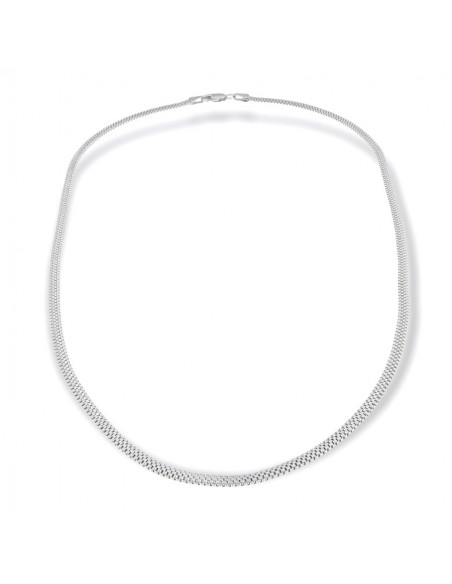 Collana Argento Rodiato Maglia Popcorn Schiacciata [2d2a93b4]