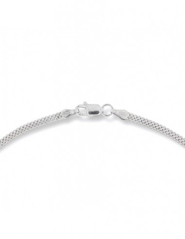 Collana Argento Rodiato Maglia Popcorn Schiacciata [431111bd]