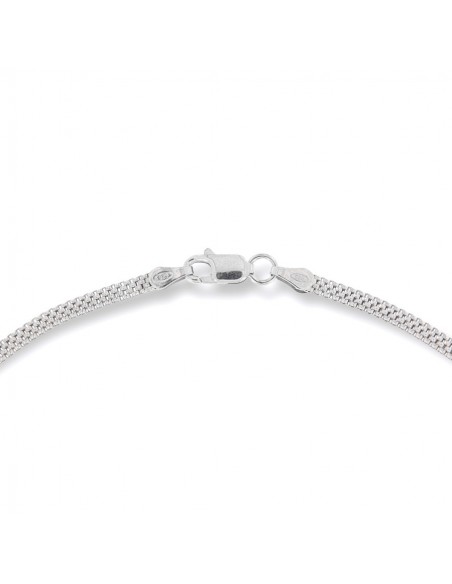 Collana Argento Rodiato Maglia Popcorn Schiacciata [431111bd]
