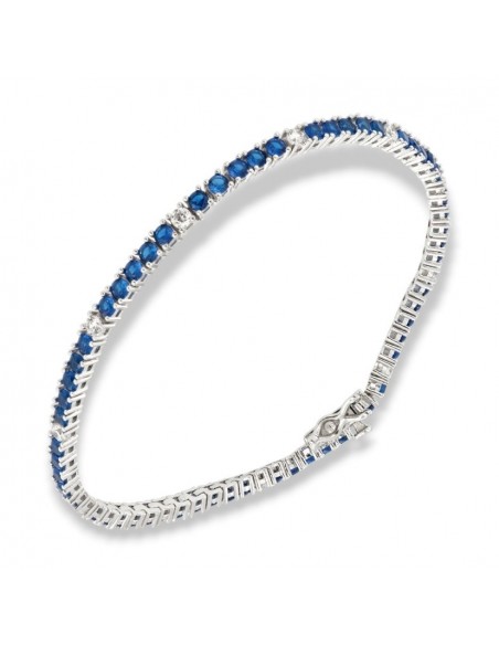 Bracciale Argento Tennis Zirconi Blu Bianchi 2,5MM [be8f8266]