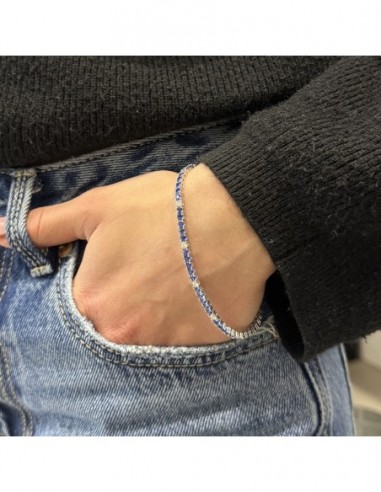 Bracciale Argento Tennis Zirconi Blu Bianchi 2,5MM [47396ba5]