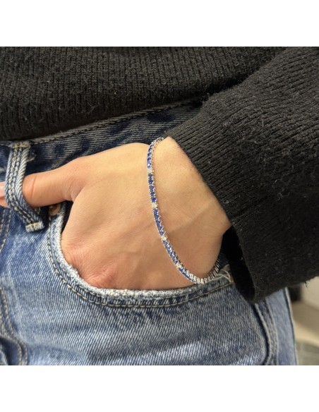 Bracciale Argento Tennis Zirconi Blu Bianchi 2,5MM [47396ba5]