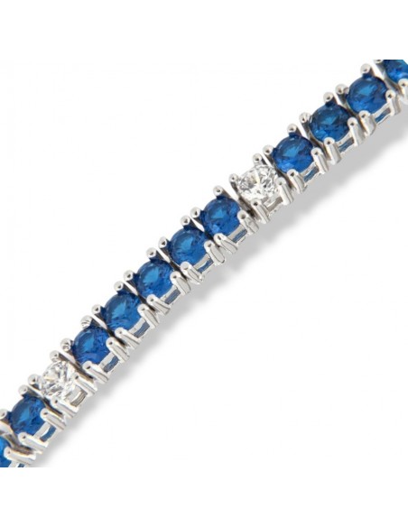 Bracciale Argento Tennis Zirconi Blu Bianchi 2,5MM [f024aaa1]