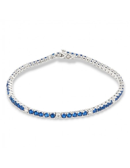 Bracciale Argento Tennis Zirconi Blu Bianchi 2,5MM [f574edbf]