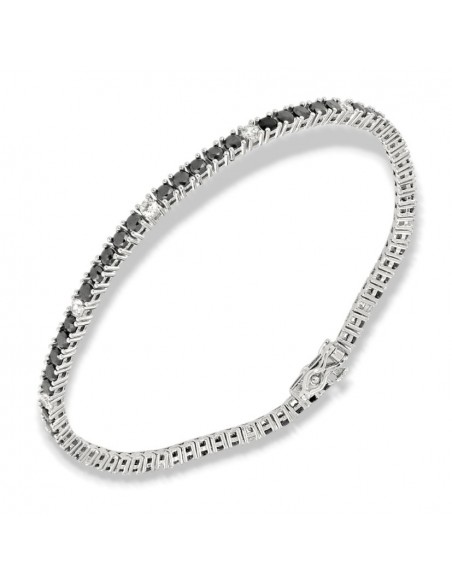 Bracciale Argento Tennis Zirconi Neri Bianchi 2,5MM [09924362]