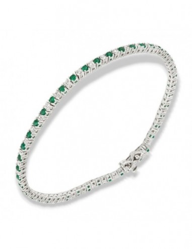 Bracciale Argento Tennis Zirconi Bianchi Verdi 2MM [b42f0c5a]