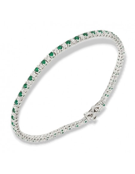 Bracciale Argento Tennis Zirconi Bianchi Verdi 2MM [b42f0c5a]
