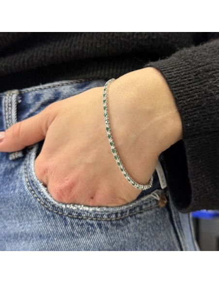 Bracciale Argento Tennis Zirconi Bianchi Verdi 2MM [6db67daf]