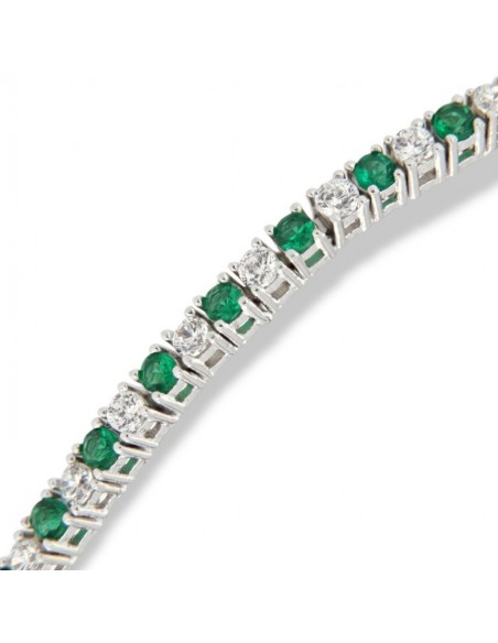 Bracciale Argento Tennis Zirconi Bianchi Verdi 2MM [daabbcab]