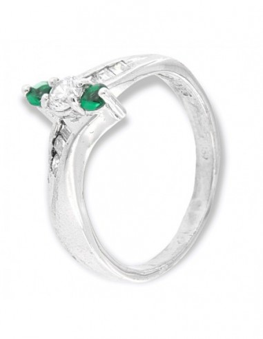 Anello Argento Trilogy Zirconi Verdi E Bianchi [16fc0d65]