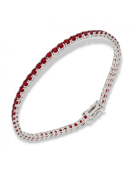 Bracciale Argento Tennis Zirconi Rossi 3MM 20CM [baaf9b1a]