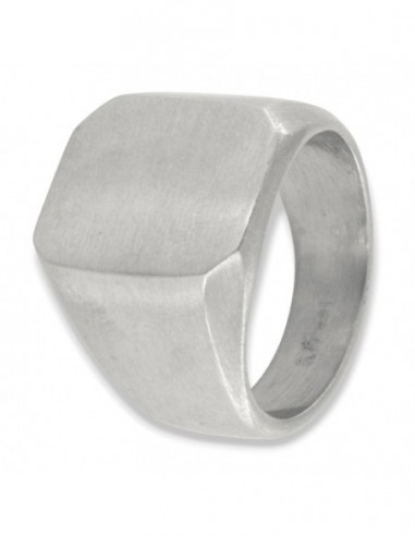 Anello Acciaio Satinato Chevalier Scudo Rettangolare [30427ba9]