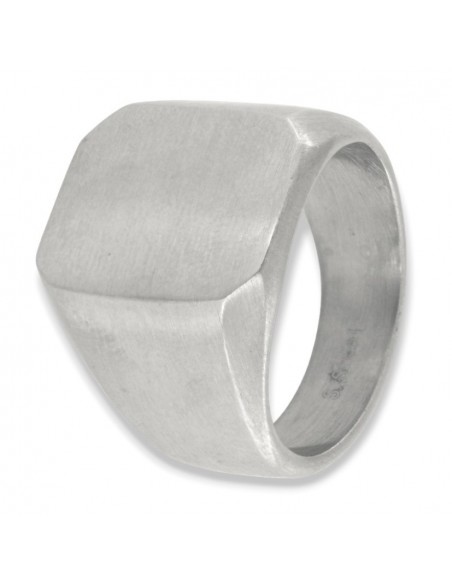 Anello Acciaio Satinato Chevalier Scudo Rettangolare [30427ba9]