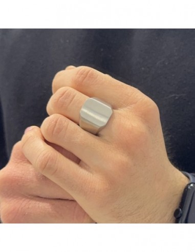 Anello Acciaio Satinato Chevalier Scudo Rettangolare [bdbdd9bd]