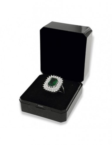 Anello Argento Rodiato Principessa Verde Rettangolare 9X7MM [bc4b93e6]