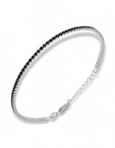 Bracciale Argento Rodiato Tennis Zirconi Neri 2MM [5668860c]