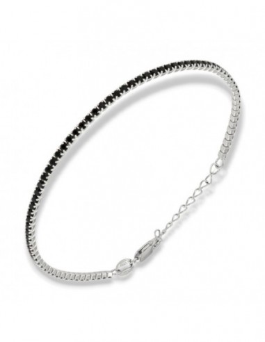 Bracciale Argento Rodiato Tennis Zirconi Neri 2MM [5668860c]