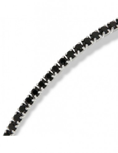 Bracciale Argento Rodiato Tennis Zirconi Neri 2MM [1bd5191e]