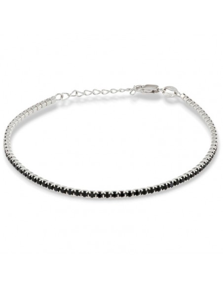 Bracciale Argento Rodiato Tennis Zirconi Neri 2MM [1e855e00]