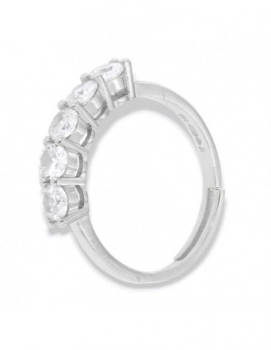 Anello Argento Rodiato Riviera 5 Zirconi Bia 3.5MM [f3d0a728]