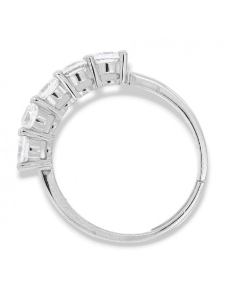 Anello Argento Rodiato Riviera 5 Zirconi Bia 3.5MM [44cd662c]